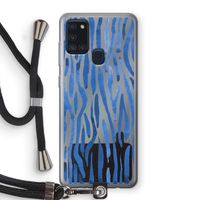 Blauwe nerven: Samsung Galaxy A21s Transparant Hoesje met koord