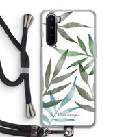 Tropical watercolor leaves: OnePlus Nord Transparant Hoesje met koord
