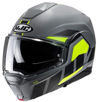 HJC I100 Beis, Systeemhelm, Mat Grijs Fluogeel