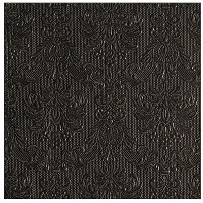 Servetten - 15x st - luxe print zwart - 40 x 40 cm - tafel diner/lunch servetten