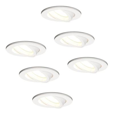 Set van 6 Dublin LED inbouwspot - 5 Watt 400 Lumen - 4000K Neutraal wit - GU10 - Dimbaar - Rond - Kantelbaar - IP20 waterdicht - Wit