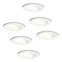 Set van 6 Dublin LED inbouwspot - 5 Watt 400 Lumen - 4000K Neutraal wit - GU10 - Dimbaar - Rond - Kantelbaar - IP20 waterdicht - Wit