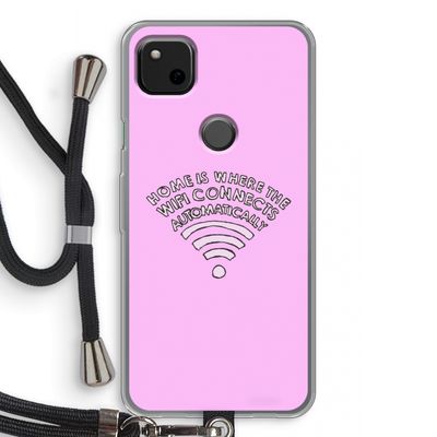Home Is Where The Wifi Is: Pixel 4a Transparant Hoesje met koord