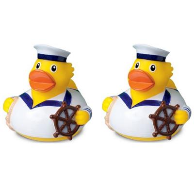 MBW Badeendje matroos - 2x - maritieme decoratie - bad eendjes race - zeeman - 8 cm