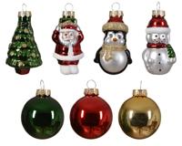 Mix glas d4.5l3.5h7 cm krd ass 5st kerst Decoris - Decoris