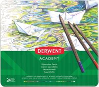 Derwent aquarelpotlood Academy , blik van 24 stuks in geassorteerde kleuren - thumbnail