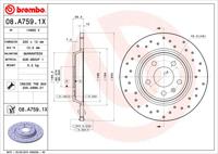 Remmenset, remschijf BREMBO, Remschijftype: Geperforeerd, Inbouwplaats: Achteras: , u.a. für Audi