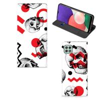 Mobiel BookCase Samsung Galaxy A22 5G Skull Red