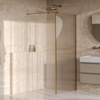 BRAUER Oblivion Flow inloopdouche helder ribbelglas 90x200 met zijwand 30 incl. glascoating Geborsteld Goud PVD