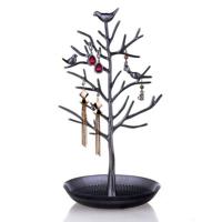 Birdie boomvorm oor stud oorbellen armband hanger ketting sieraden display opslag rack (zwart)