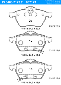 Remblokkenset, schijfrem ATE, u.a. fÃ¼r Saab, Opel, Vauxhall