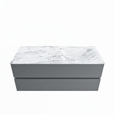 MONDIAZ VICA-DLUX 120cm badmeubel onderkast Plata 2 lades. Inbouw wastafel CLOUD rechts zonder kraangat, kleur Glace.