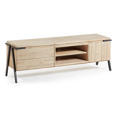 Thinh massief acacia TV-meubel met zwart afgewerkt staal 165 x 53 cm