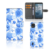 Hoesje voor Nokia C2 2nd Edition Flowers Blue - thumbnail