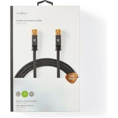 Satelliet- en Antennekabel | F Male - F Male | 5,0 m | Gun Metal Grey