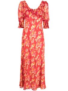 Rixo robe mi-longue Salem à fleurs - Rouge