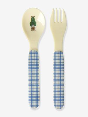 Melamine kinderbestek NATHALIE LETE BLUE rice blauw, geruit