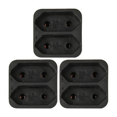 Stopcontact splitter - 3x - duo - zwart - voor 2 platte stekkers - verdeelstekkers