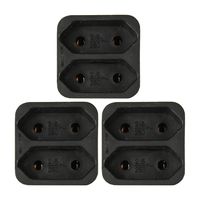 Stopcontact splitter - 3x - duo - zwart - voor 2 platte stekkers - verdeelstekkers