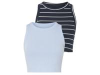 esmara 2 korte dames tops (Blauw/Marineblauw, M (40/42))