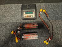 Tweedehands RC Plus Duo Power 100 lader & 2x Team Corally 5400mah 14.8v XT90 accu's