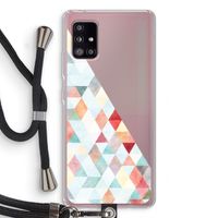 Gekleurde driehoekjes pastel: Samsung Galaxy A51 5G Transparant Hoesje met koord
