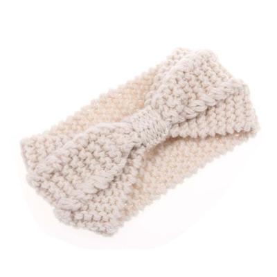 Winter gebreide hoofdband tulband vrouwen haak Bow breed stretch Hairband Zandana (wit)