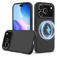 Lunso iPhone 17 Pro hoesje - Flexibel siliconen Backcover met MagSafe - Zwart