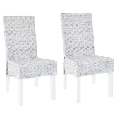 Eetkamerstoelen 2 st kubu rattan en mahoniehout lichtbruin