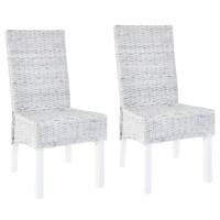 Eetkamerstoelen 2 st kubu rattan en mahoniehout lichtbruin