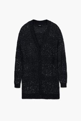 Gebreid vest met V-hals - BLACK - L