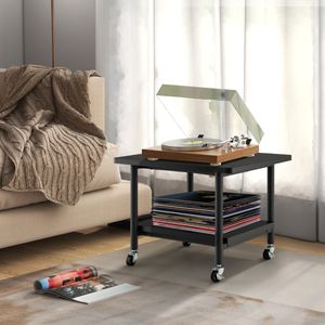 Printerstandaard Printertafel met 4 Wielen en Vergrendelingsmechanisme Opbergstandaard met 2 Planken voor Woonkamer Kantoor Zwart