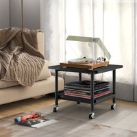 Printerstandaard Printertafel met 4 Wielen en Vergrendelingsmechanisme Opbergstandaard met 2 Planken voor Woonkamer Kantoor Zwart
