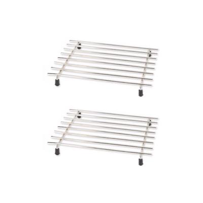 Excellent Houseware Pannenonderzetter - 2x stuks - roestvrij staal - 24 x 19 cm - met antislip voetj
