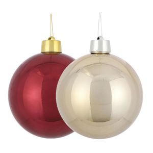 Grote kunststof kerstballen 20 cm - set van 2x st. donkerrood en champagne