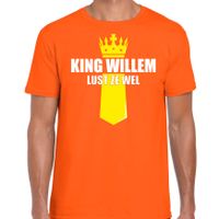 Koningsdag t-shirt King Willem lust ze wel met kroontje oranje voor heren - thumbnail