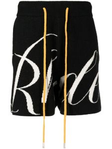 RHUDE short en maille à logo en intarsia - Noir