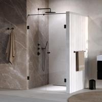 Brauer Void - Carving Nisdeur - 2-Delig - Helder Glas - 120 x 200 cm - Omkeerbaar - met Draaideur 60 cm - Aan Muur - incl. Glascoating - Mat Zwart