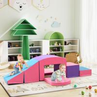 6 Schuimrubberen Klimblokken Kleurrijk Klimspel Tunnel Trap en Helling Binnen Fitnessmateriaal voor Kinderen Vanaf 12 Maanden
