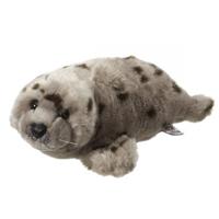 Nature Planet pluche knuffel zeehond - grijs met stippen - 40 cm - groot formaat