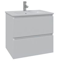 Adema Chaci Badkamermeubelset - 80x46x55cm - 1 keramische wasbak wit - 1 kraangat - 2 lades - mat wit SW1212766/SW804531