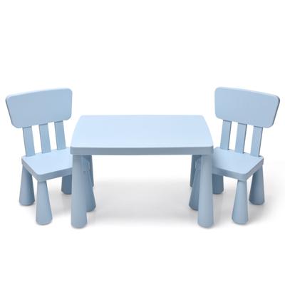 3 st. Kinderzitgroep Kindertafel met 2 Stoelen Kindermeubels van Kunststof Blauw