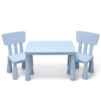 3 st. Kinderzitgroep Kindertafel met 2 Stoelen Kindermeubels van Kunststof Blauw