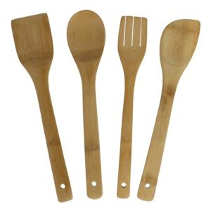 Kitchen Solutions set keukenlepels/pollepels - 4 stuks - hout - 30 cm