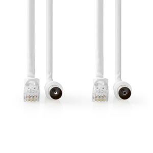 Nedis Coax- en CAT6-Combikabel | IEC (Coax) Male / RJ45 Male | IEC (Coax) Female / RJ45 Male | Vernikkeld | RG58 | 75 Ohm | Dubbel Afgeschermd | 1.50