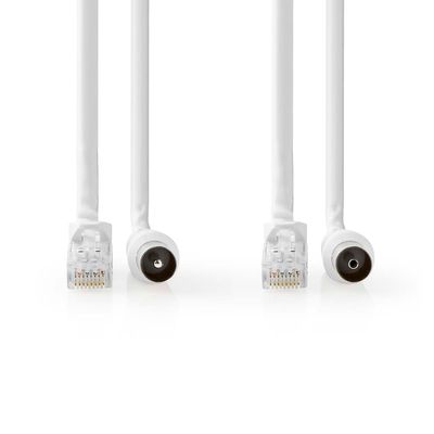 Nedis Coax- en CAT6-Combikabel | IEC (Coax) Male / RJ45 Male | IEC (Coax) Female / RJ45 Male | Vernikkeld | RG58 | 75 Ohm | Dubbel Afgeschermd | 1.50