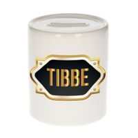 Naam cadeau spaarpot Tibbe met gouden embleem