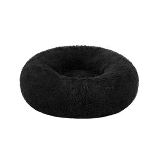 Wasbaar donutvormig hondenbed met zacht pluche, Inktzwart / L 70 x B 70 x H 20 cm