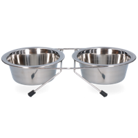 Voer en drinkbak RVS met standaard 350ml Ø 13cm Voer en drinkbak RVS met standaard 350ml Ø 13cm