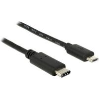 DeLOCK 83602 USB-kabel USB-c 2.0 male --> USB 2.0 Micro-B male 1m zwart - thumbnail